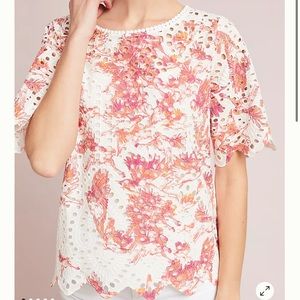 Anthropologie Porridge Arber Eyelet Top Sz S